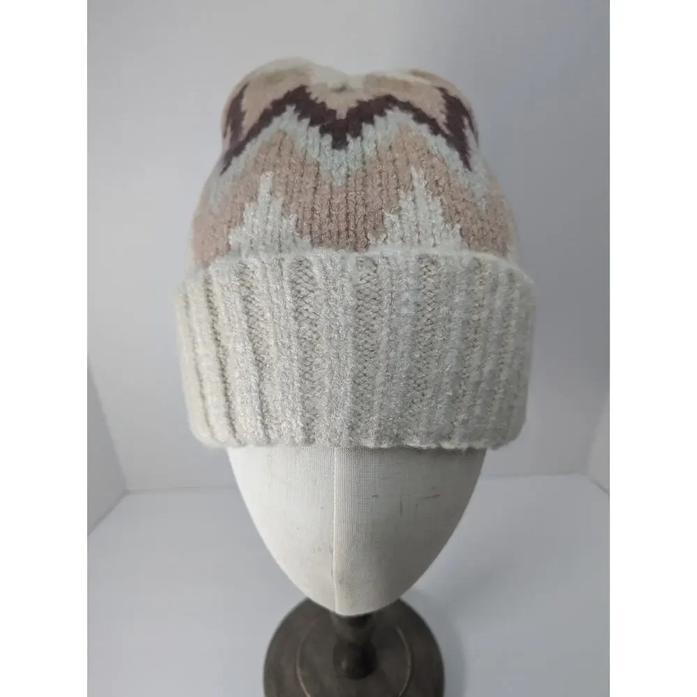 BCBGeneration‎ Harbor Fair Isle Beanie Cuffed Fuzzy One Size Women's New w Tags